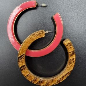 Cute Pink and brown hoop earrings